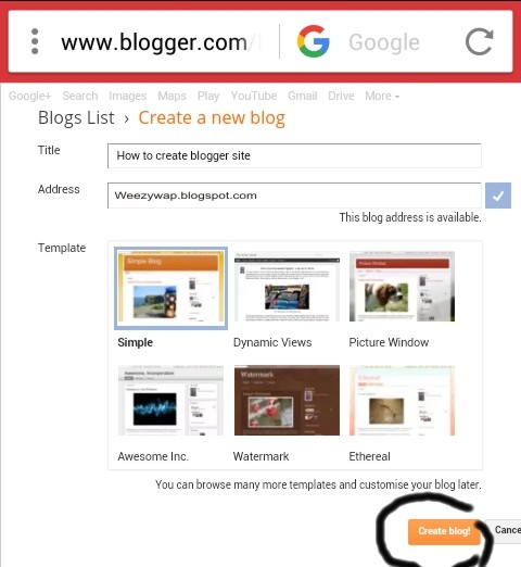 how to create blogger or blogspot site