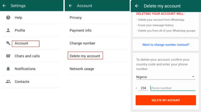 Delete WhatsApp Account