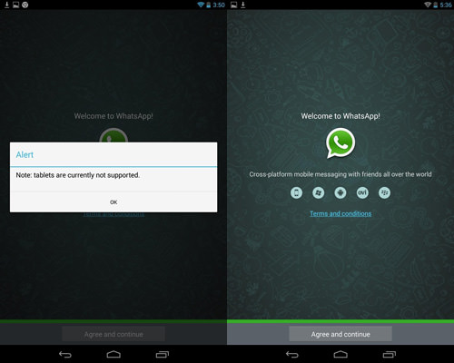 WhatsApp Android Tablet