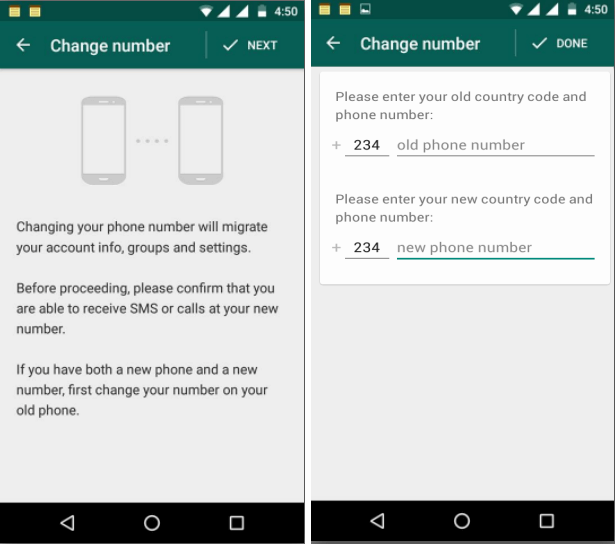 WhatsApp Change Number