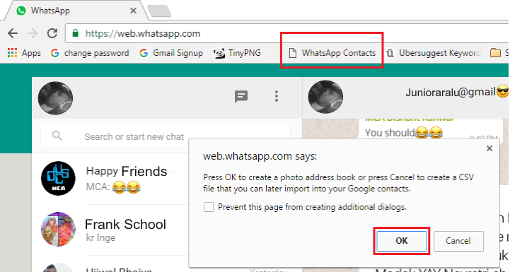 whatsapp web bookmarklet